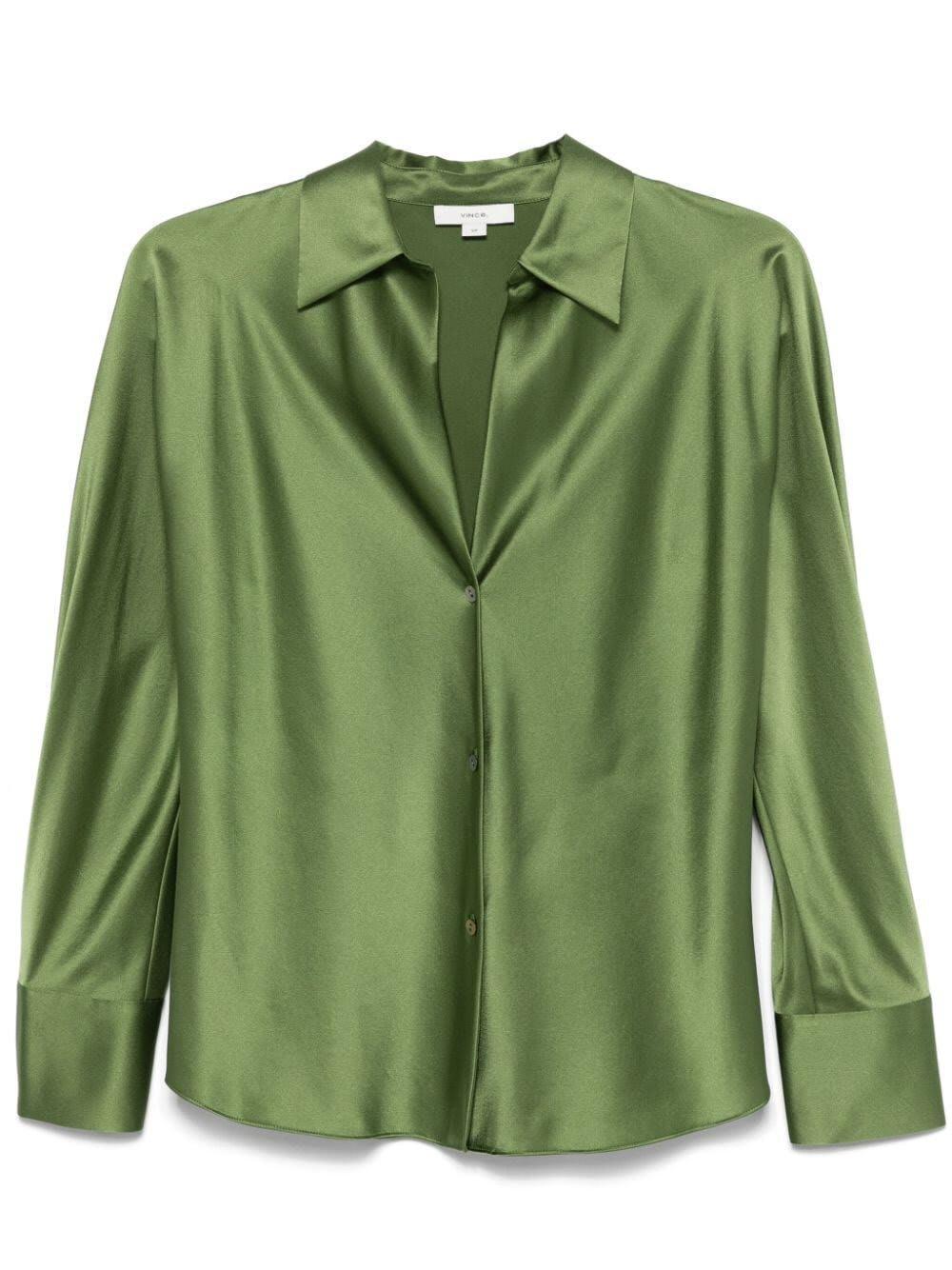 Bias Silk Long-sleeve Blouse In Sycamore Product Image