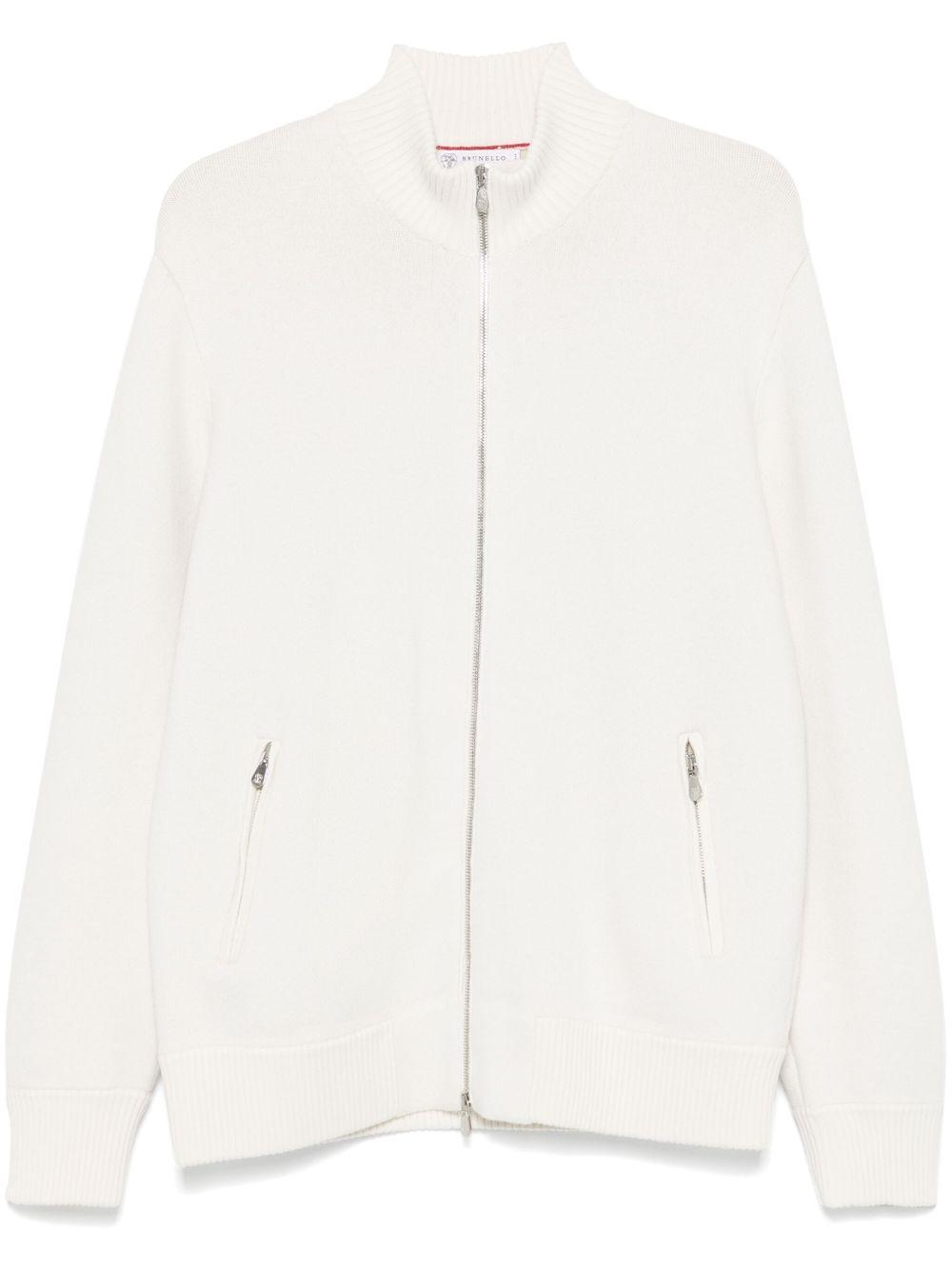 BRUNELLO CUCINELLI Ribbed-knit Cardigan In White Product Image