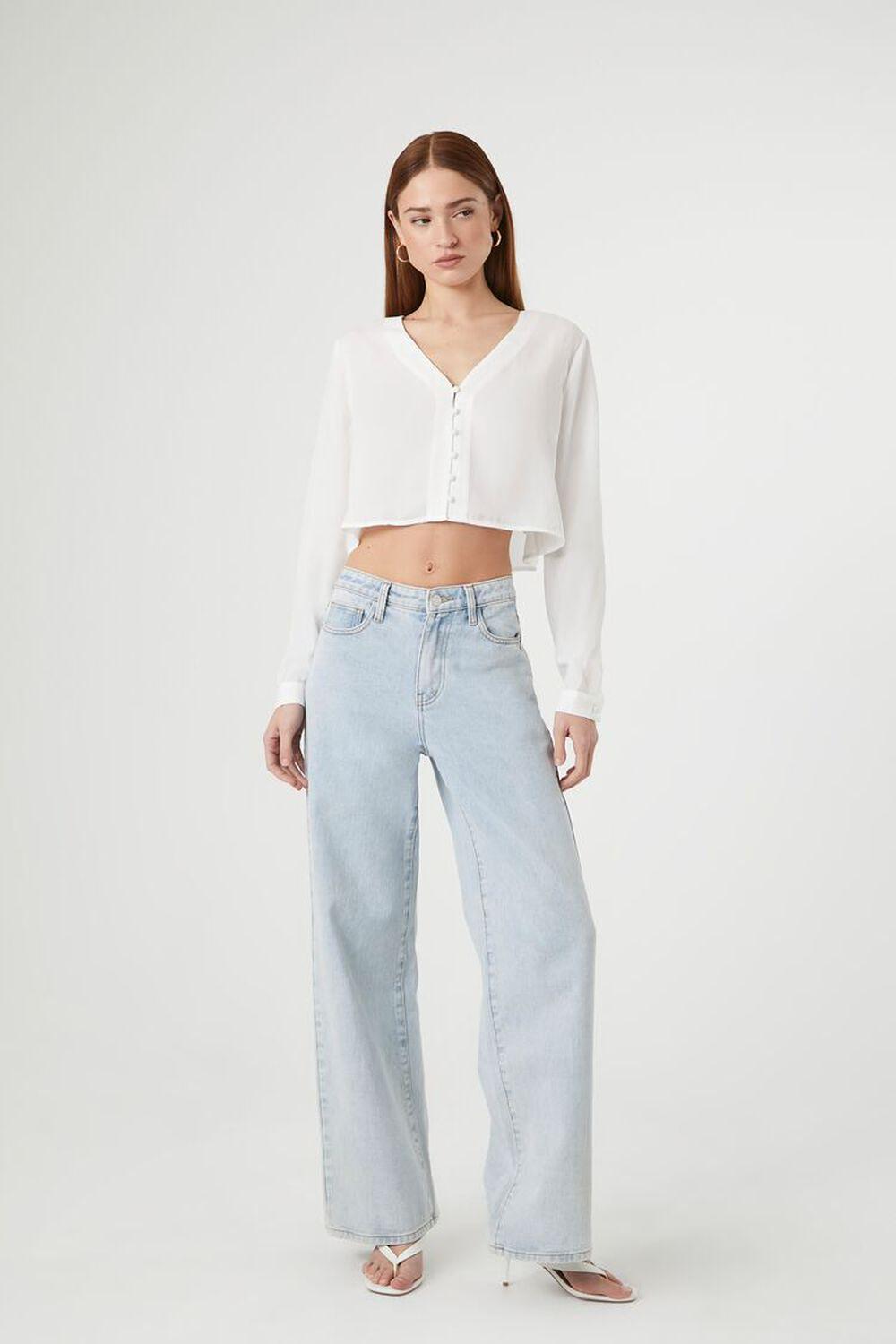 Boxy Cropped V-Neck Top | Forever 21 Product Image