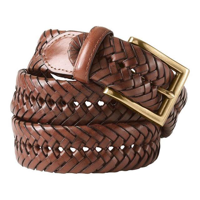 Mens Lands End Leather Braid Belt Black Product Image