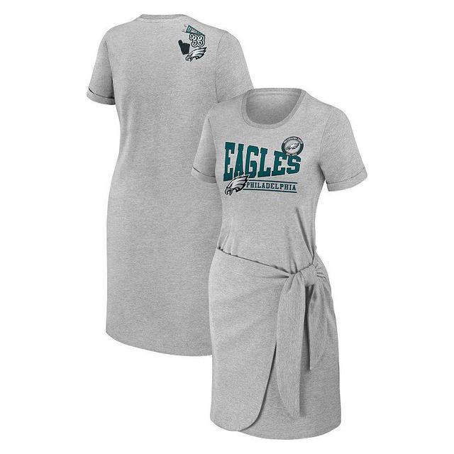 Womens WEAR by Erin Andrews Heather Gray Philadelphia Eagles Knotted T-Shirt Dress Product Image