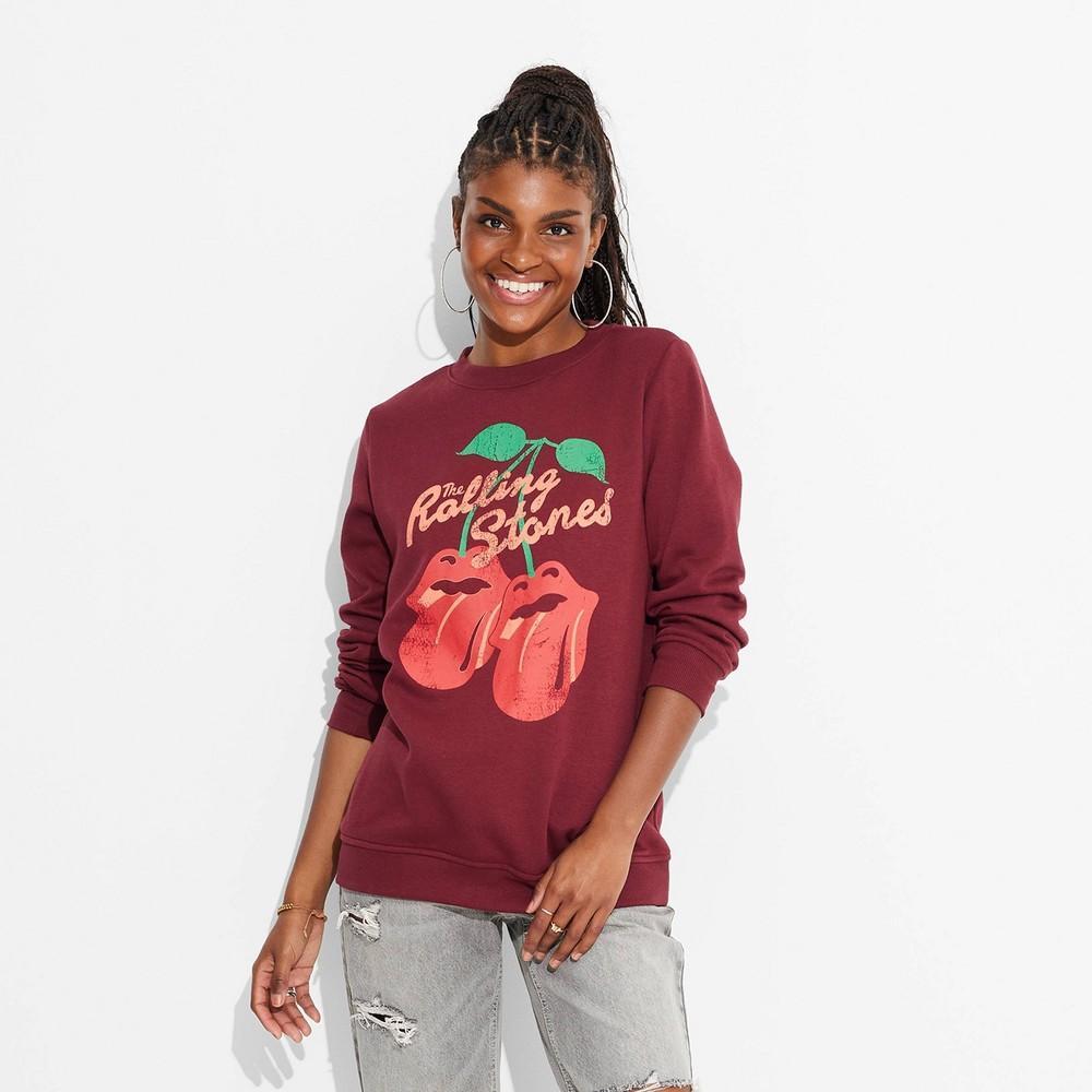 Womens Rolling Stones Cherry Graphic Sweatshirt - Red Product Image