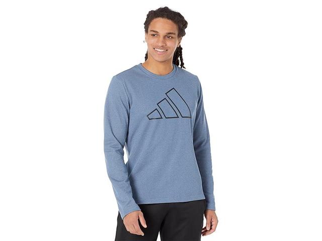 adidas Training Icon 3-Bar Training Crew Sweatshirt (Wonder Steel) Men's Clothing Product Image