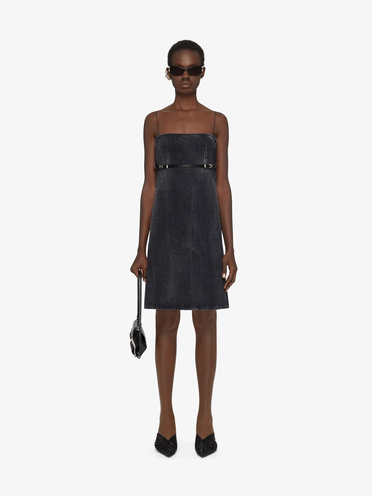 Voyou straps dress in denim Product Image