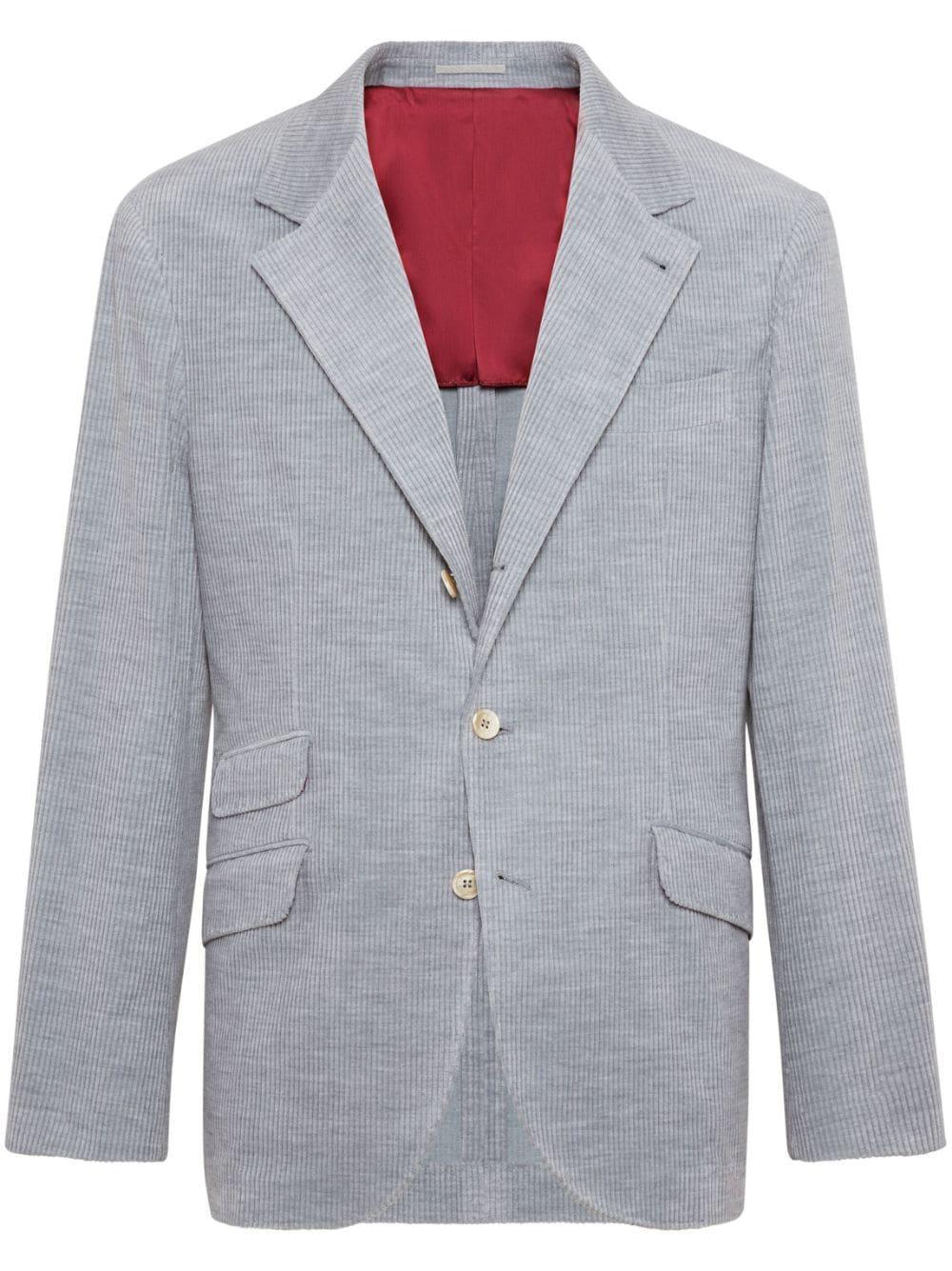 Wool-silk-cashmere Single-breasted Blazer In Fog Product Image