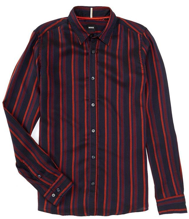 BOSS Slim Fit Roan Stripe Long Sleeve Woven Shirt Product Image