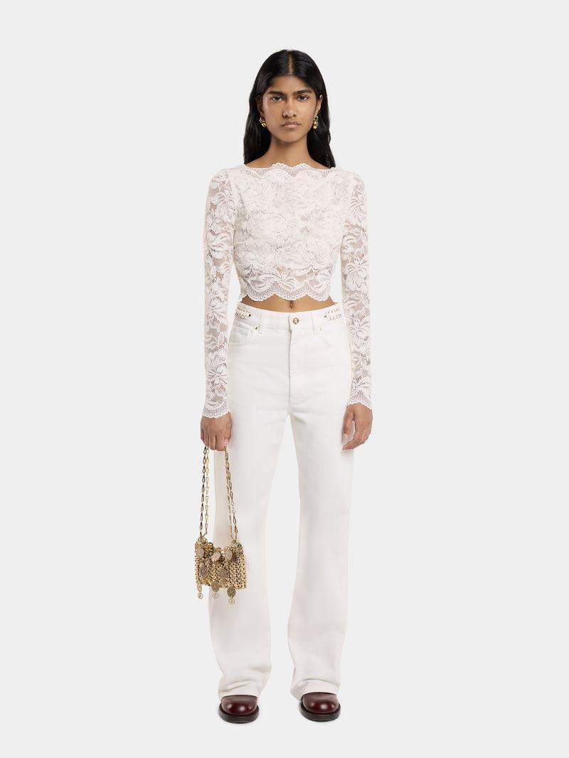 IVORY CROP TOP IN LACE Product Image