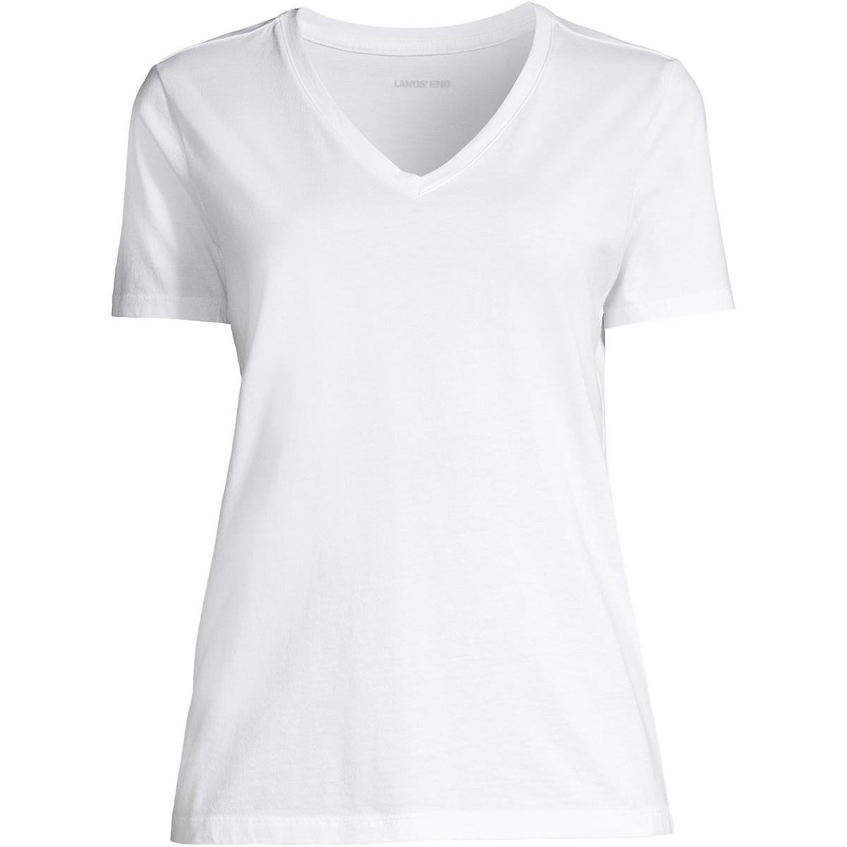 Lands End Womens Relaxed Supima Cotton Short Sleeve V-Neck T-Shirt Product Image