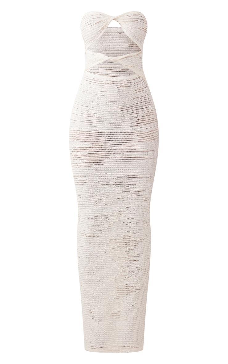 Cream Textured Bandeau Twist Cut Out Maxi Dress Product Image