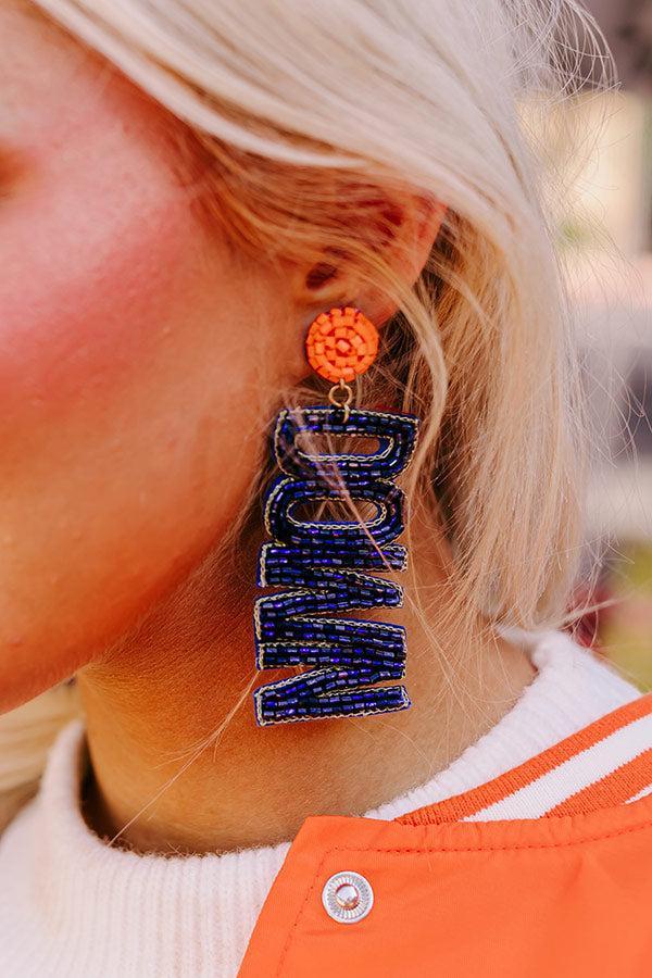 Touchdown Beaded Earrings In Navy Product Image