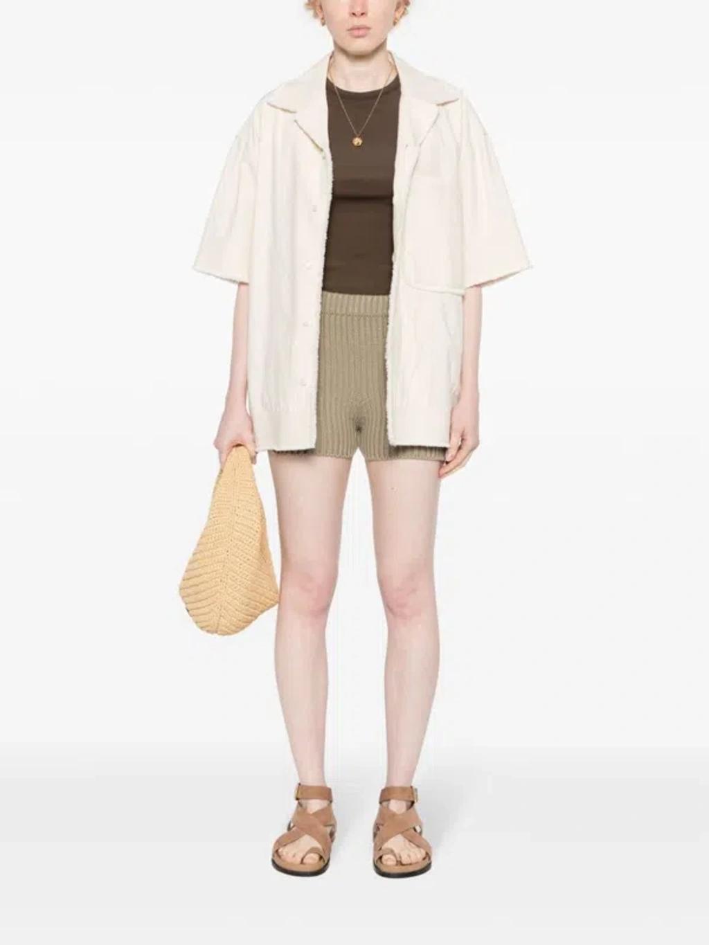 MAX MARA Cotton Knitted Shorts In Brown Product Image