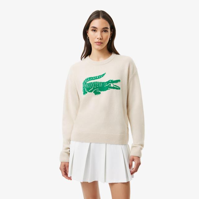 Women's Lacoste x Bandier Contrast Crocodile Sweater Product Image