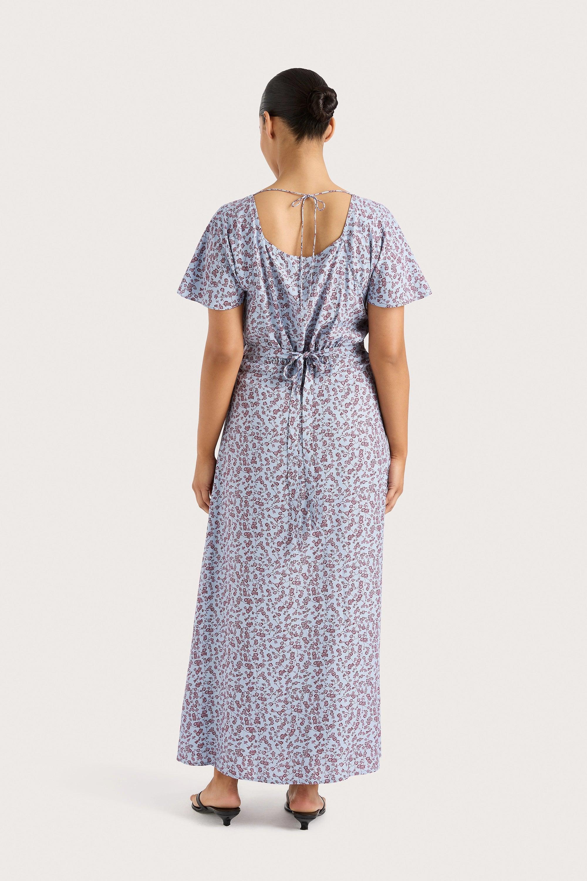 Aurelia Midi Dress Amaryllis Floral Blue Product Image