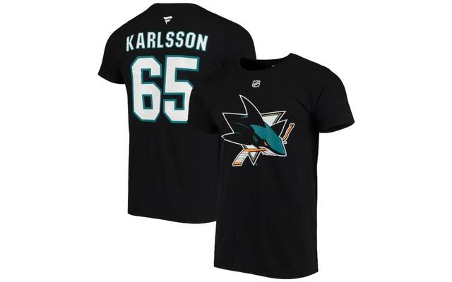 Majestic Erik Karlsson San Jose Sharks Mens Authentic Stack Name & Number T-Shirt Product Image