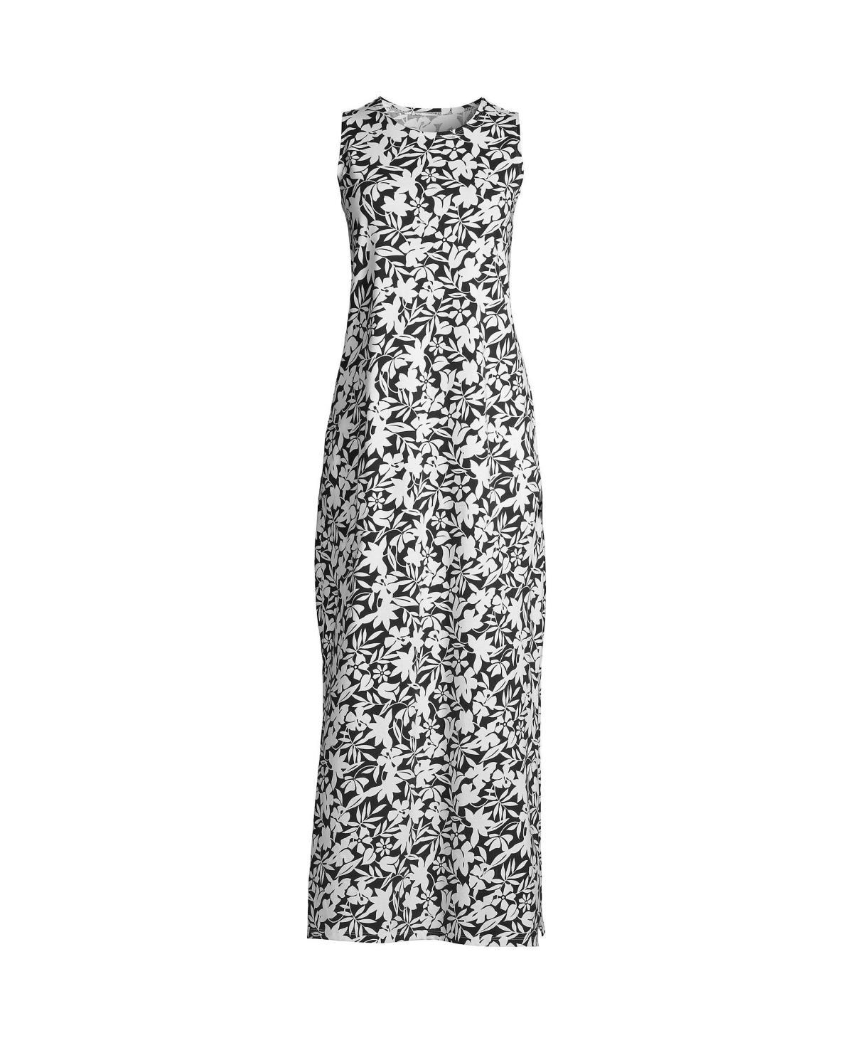 Womens Lands End High Neck Cover-Up Maxi Dress Black Product Image