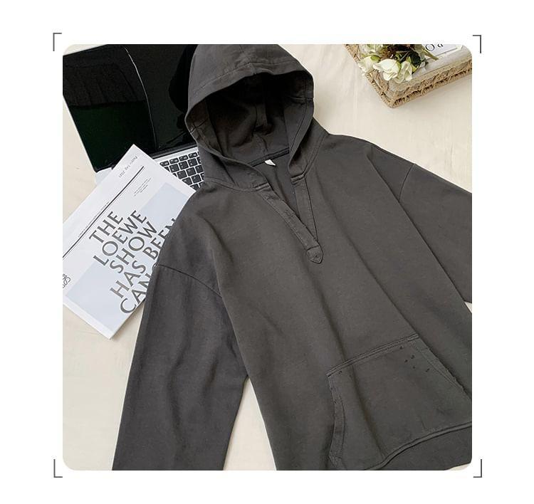 Plain Distressed Pocket Detail Hoodie Product Image