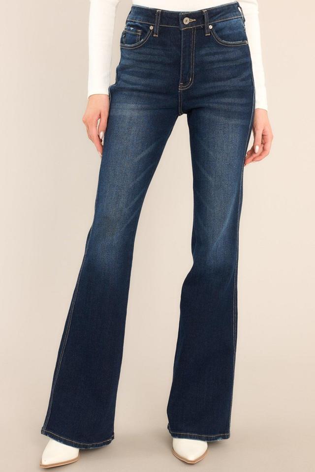 Everything Counts Dark Wash Stretch Flare Leg Jeans Product Image