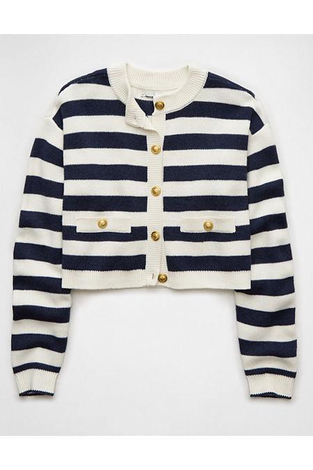 AE Button-Up Crew Neck Cardigan Women's Product Image