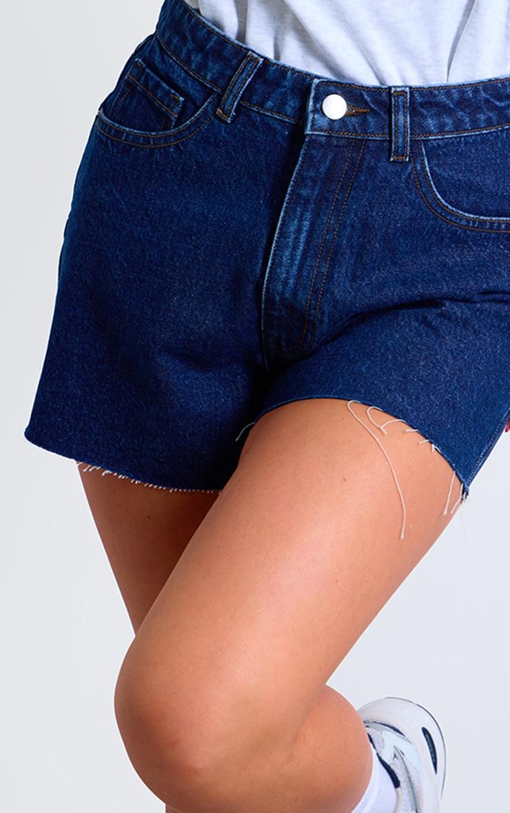 Indigo Blue Wash High Waist Denim Shorts With Contrast Stich Product Image