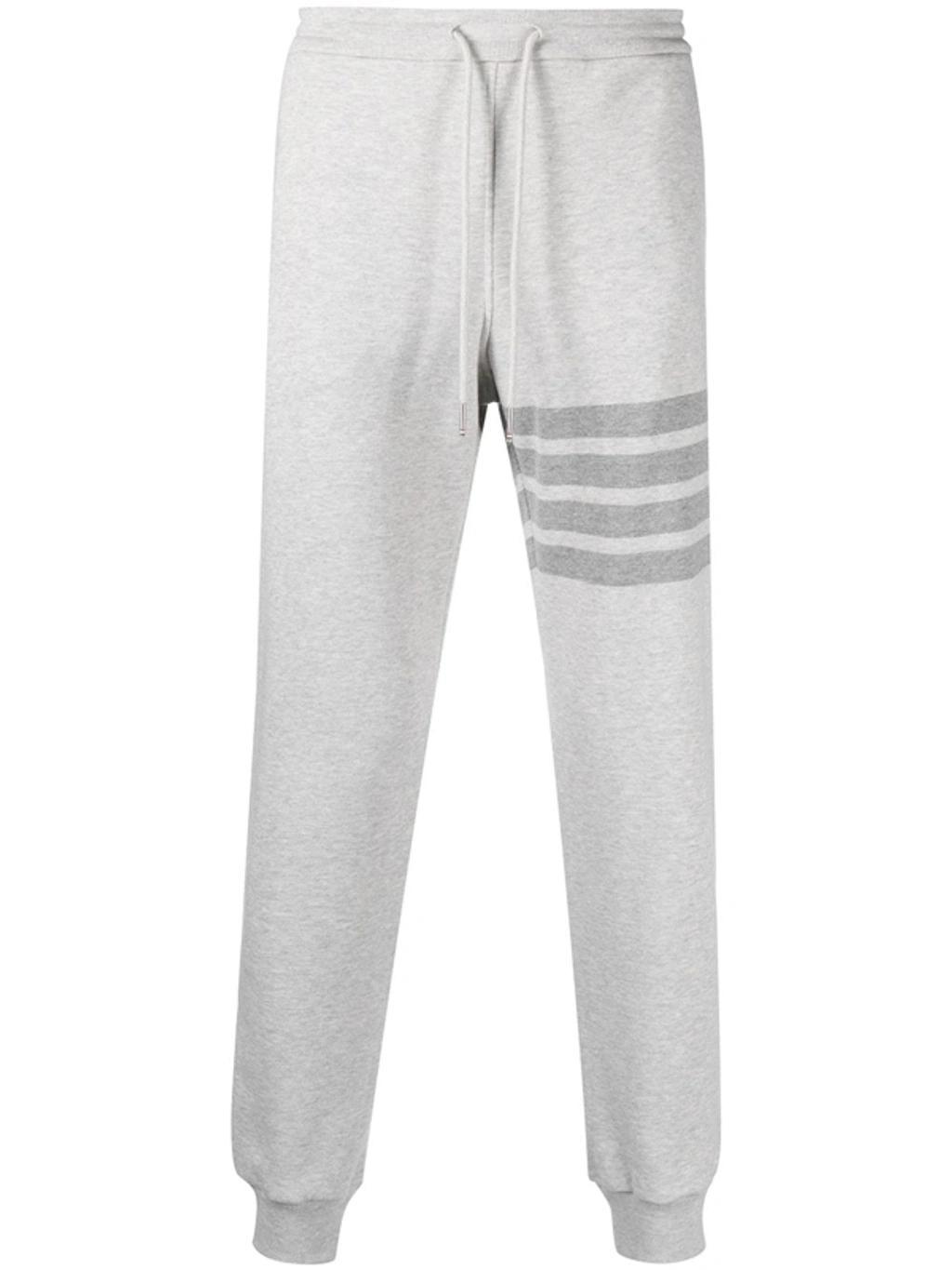 Grey 4-bar Stripe Cotton Track Pants In Light Grey Product Image