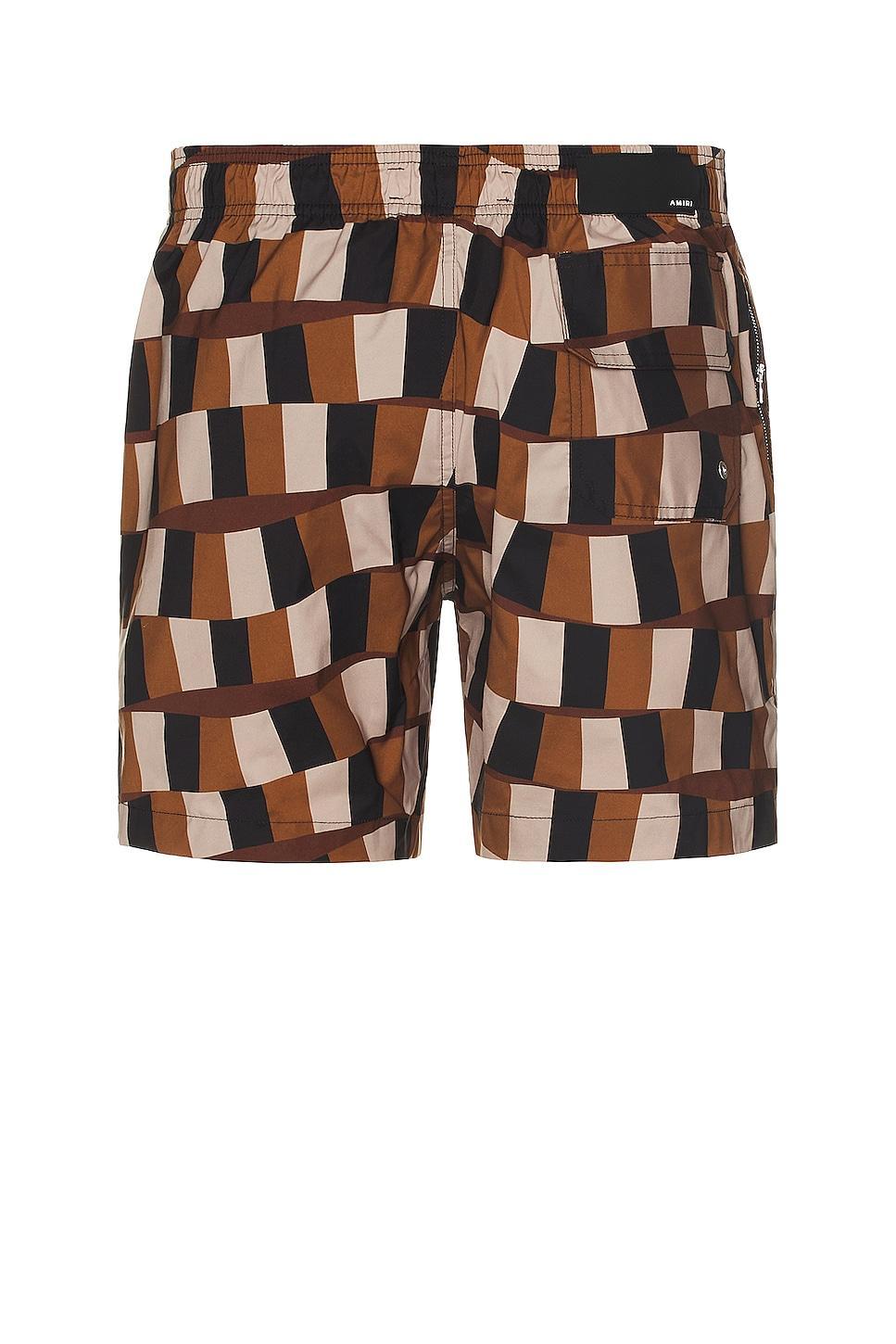 Amiri Checkered Snake Swim Trunks Brown. (also in M). Product Image