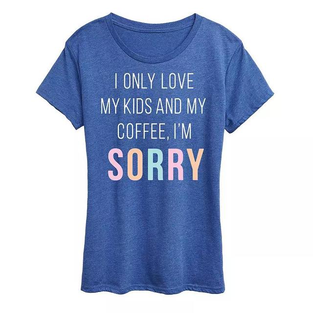 Womens Only Love My Kids Sorry Graphic Tee Grey Royal Blue Product Image