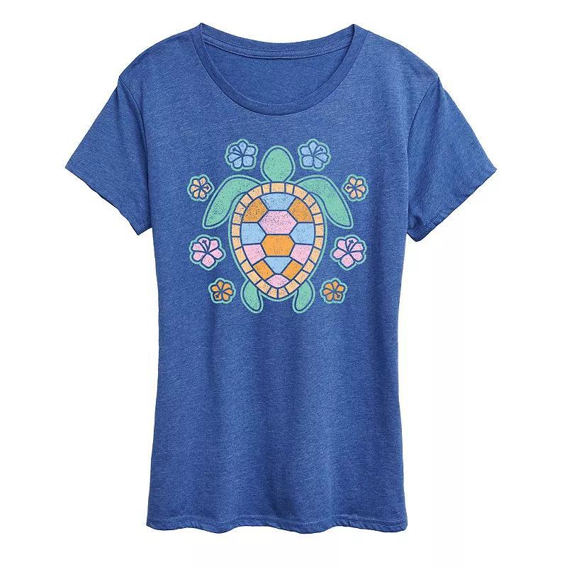 Womens Turtle And Flowers Graphic Tee Product Image