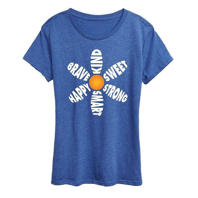 Womens Encouraging Words Daisy Graphic Tee Blue Product Image