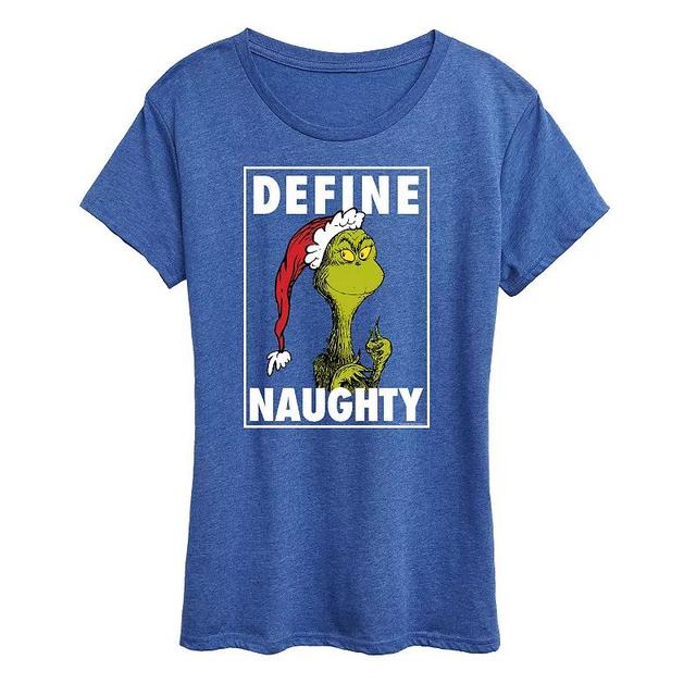 Womens Dr. Seuss The Grinch Define Naughty Graphic Tee, Girls Grey Red Product Image