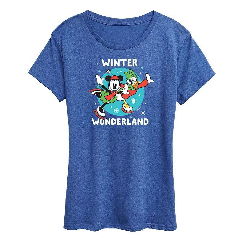 Disneys Mickey Mouse Womens Winter Wonderland Graphic Tee Blue Product Image