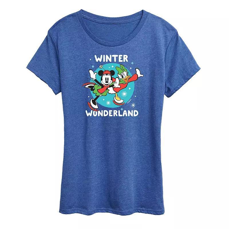 Disneys Mickey Mouse Womens Winter Wonderland Graphic Tee, Girls Grey Royal Blue Product Image