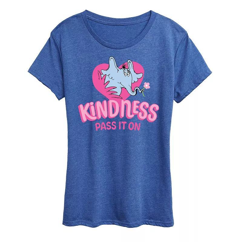 Womens Dr. Seuss Kindness Pass It On Graphic Tee, Girls Grey Royal Blue Product Image