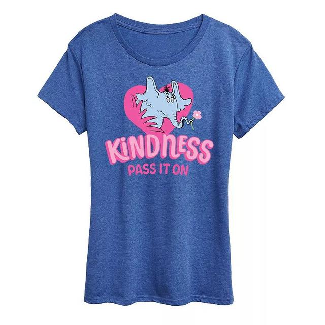 Womens Dr. Seuss Kindness Pass It On Graphic Tee, Girls Grey Royal Blue Product Image