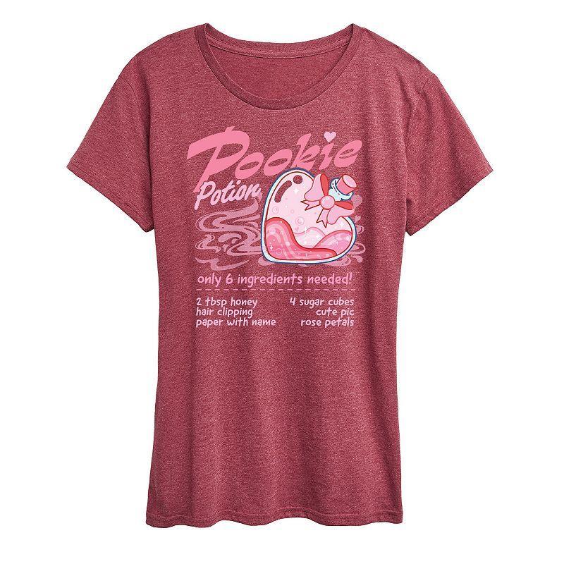 Womens Pookie Potion Graphic Tee Grey Dark Red Product Image