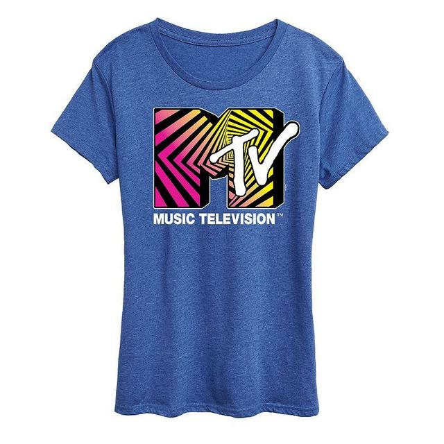 Womens MTV Optical 80s Graphic Tee Grey Gray Product Image