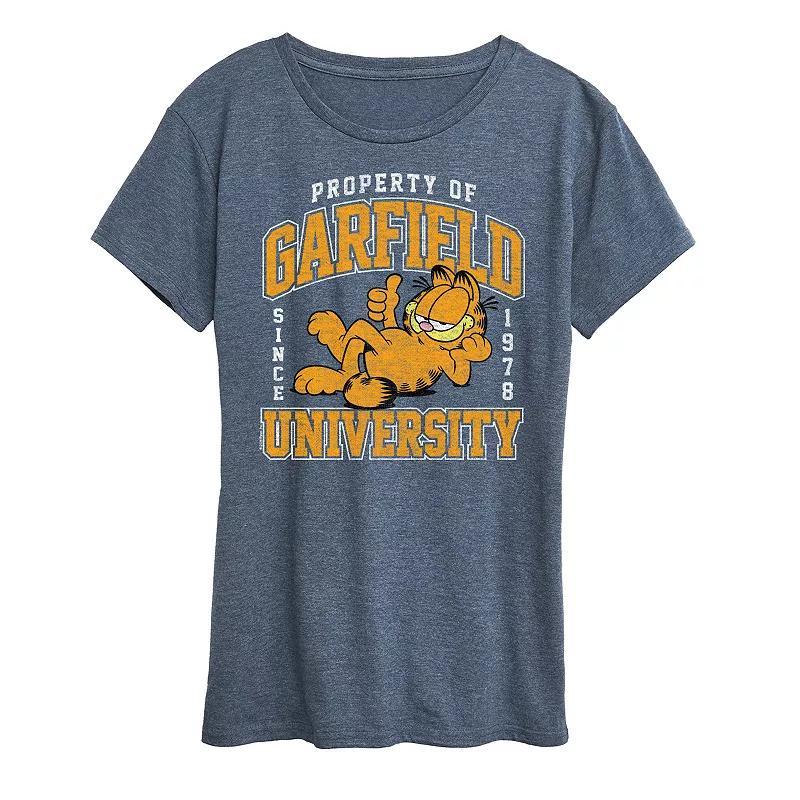 Womens Garfield Varsity Graphic Tee Grey Blue Product Image