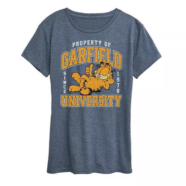 Womens Garfield Varsity Graphic Tee Grey Blue Product Image