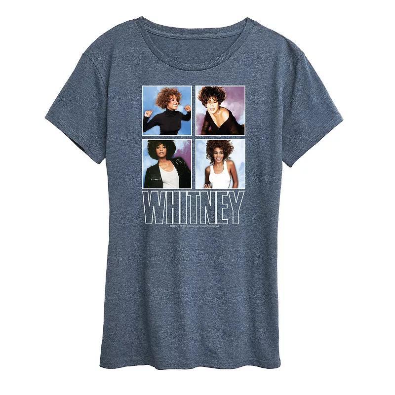 Womens Whitney Houston Grid Graphic Tee Blue Product Image