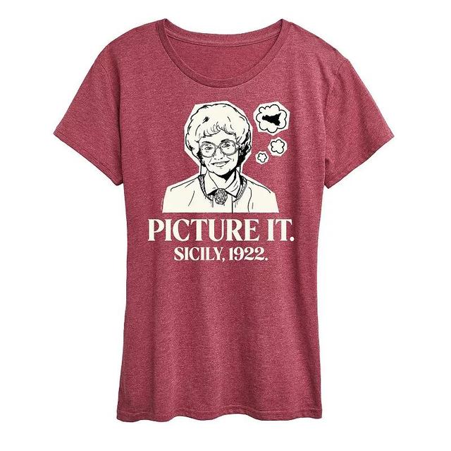 Womens Golden Girls Sophia Picture It Sicily Graphic Tee, Girls Grey Dark Red Product Image