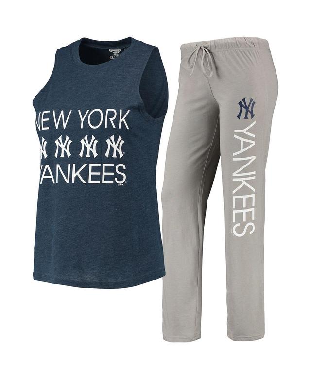 Womens Concepts Sport Gray New York Yankees Meter Muscle Tank Top and Pants Sleep Set - Gray Product Image