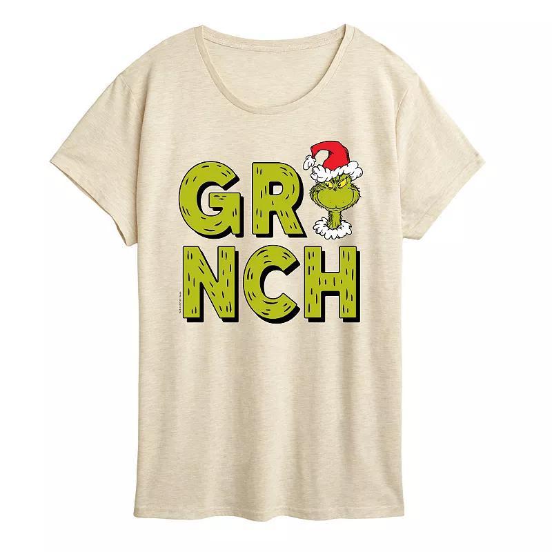 Womens Dr. Seuss Grinch Fur Letters Graphic Tee Product Image