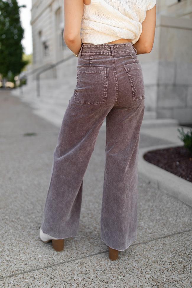 Got My Closure Brown Acid Wash Corduroy Wide Leg Pants Product Image