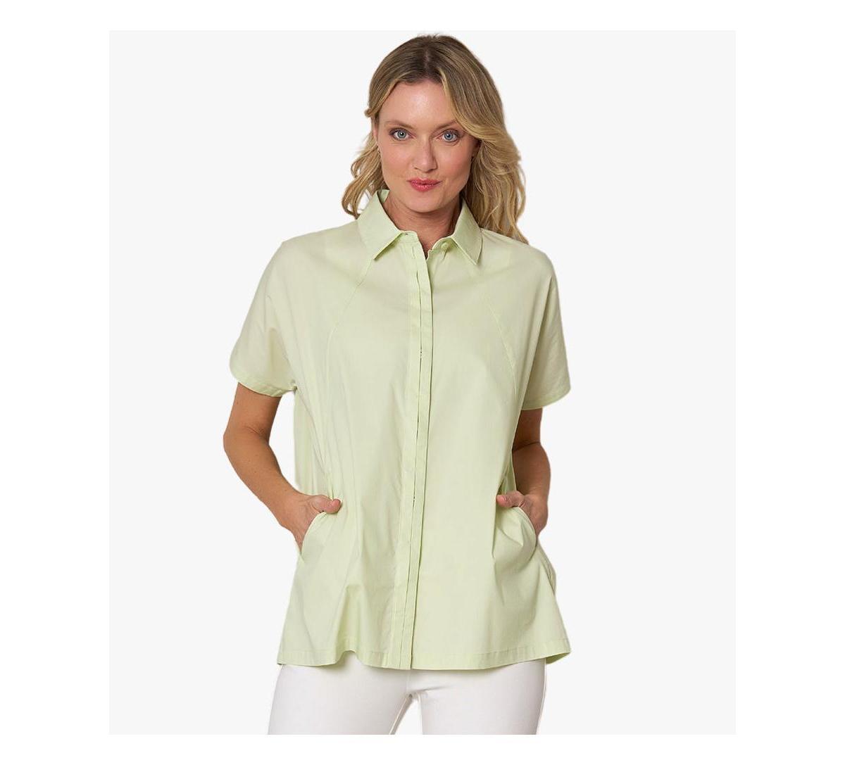 Stella Carakasi Womens Short Sleeve Button Front Cotton Poplin Fresh Start Shirt Product Image