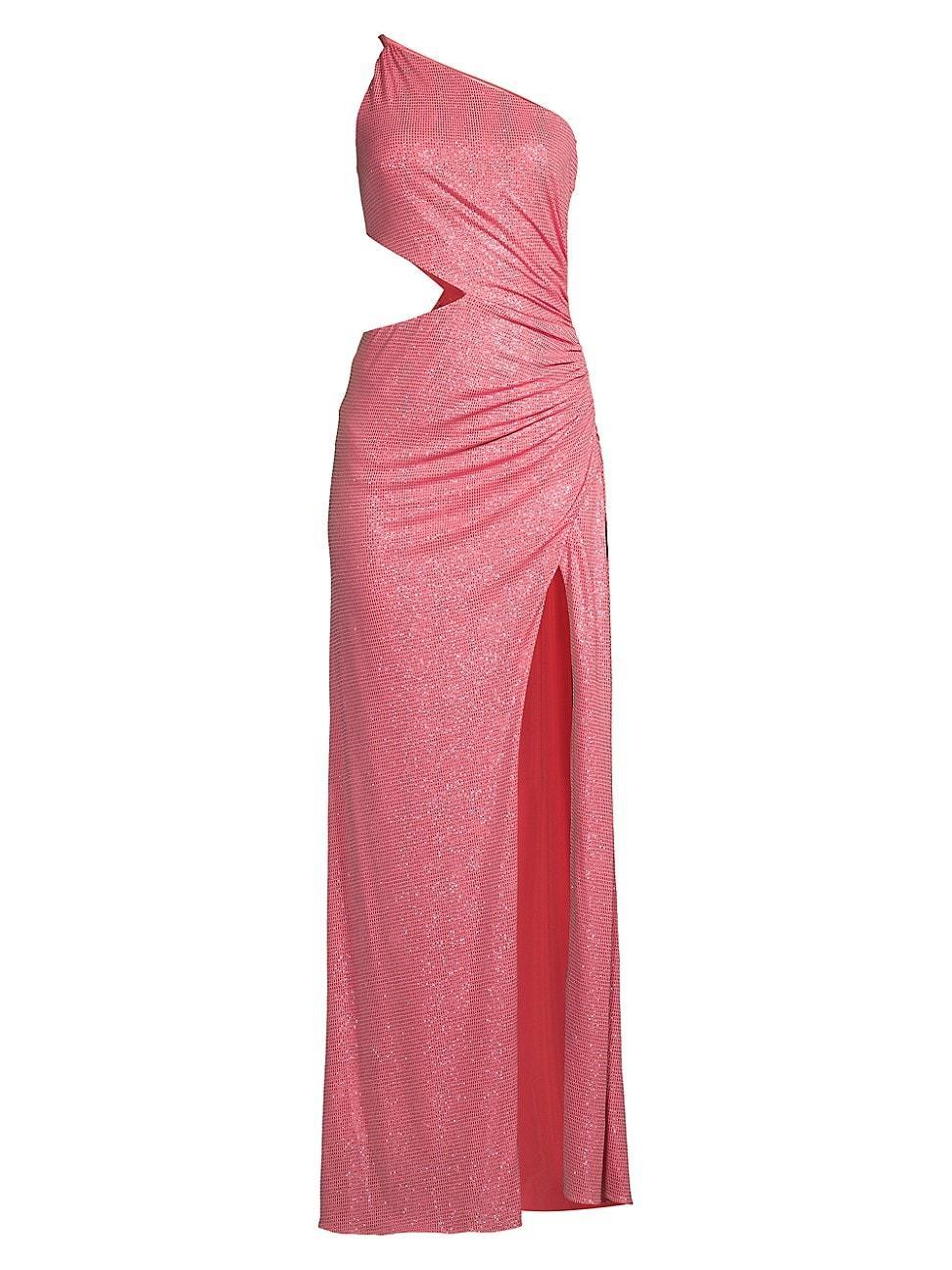 Womens Sonnie Glitter Cut-Out One-Shoulder Gown Product Image