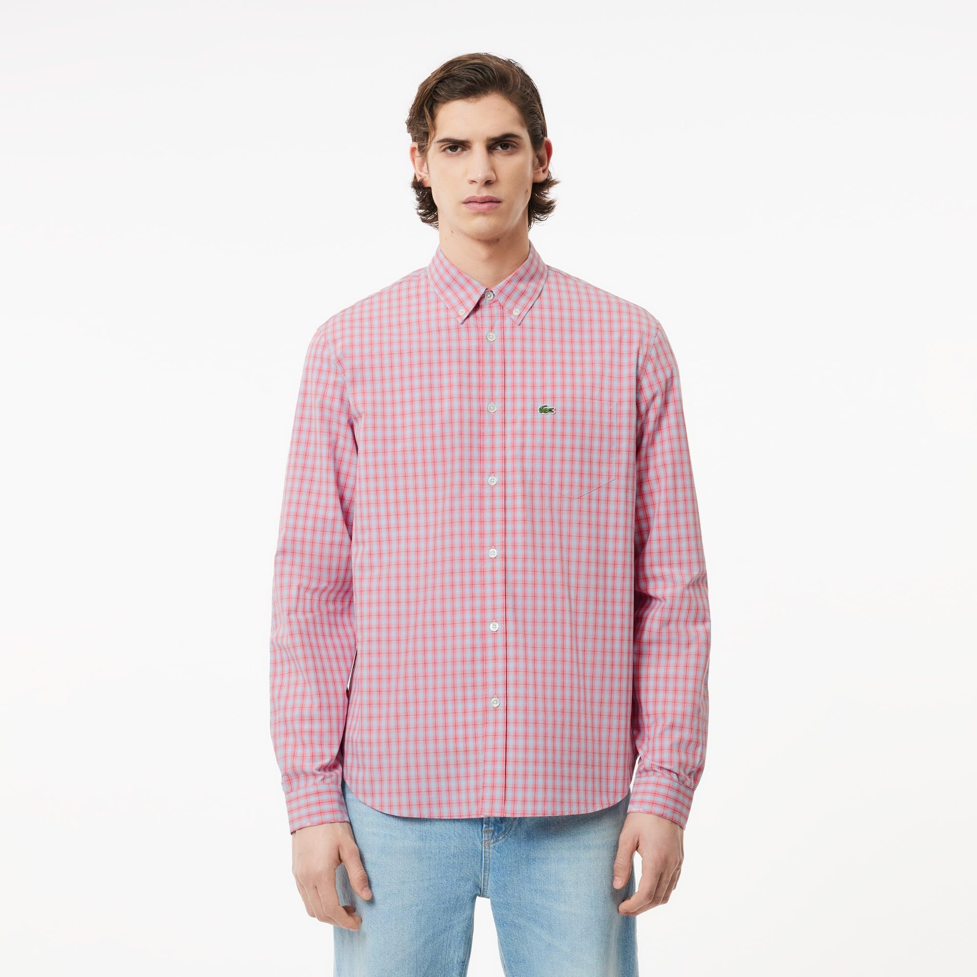 Men's Regular Fit Plaid Poplin Shirt Product Image