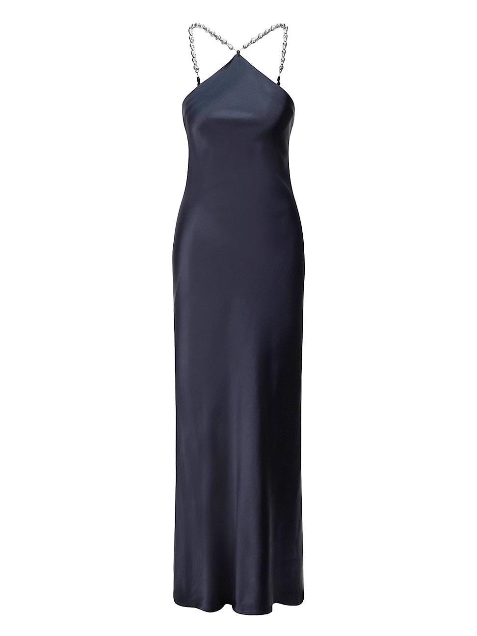 Staud Cadence Beaded Strap Satin Gown Product Image