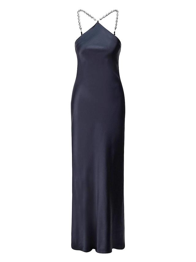 Staud Cadence Beaded Strap Satin Gown Product Image