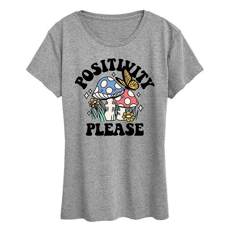 Womens Positivity Please Graphic Tee, Girls Grey Gray Product Image