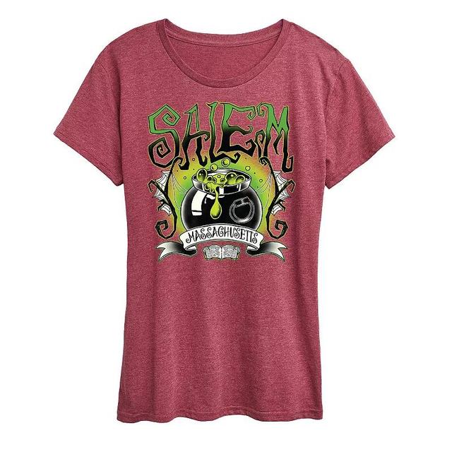 Womens Salem Witchy Collegiate Graphic Tee Grey Gray Product Image