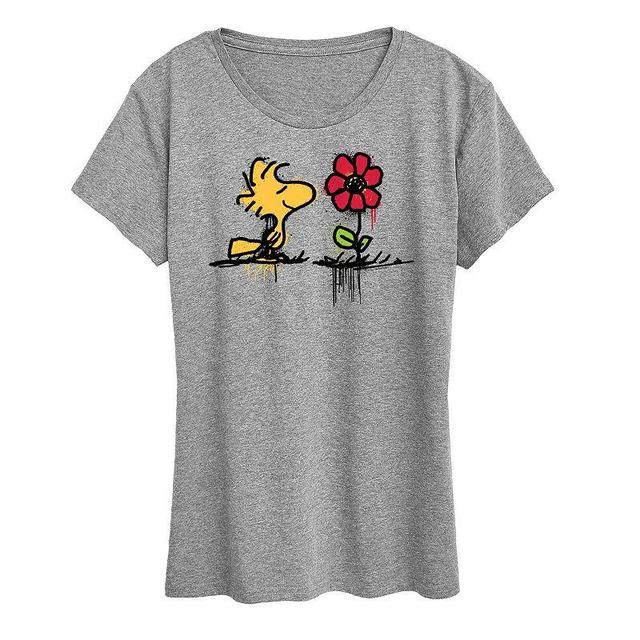 Womens Peanuts Woodstock Rose Graphic Tee, Girls Grey Gray Product Image